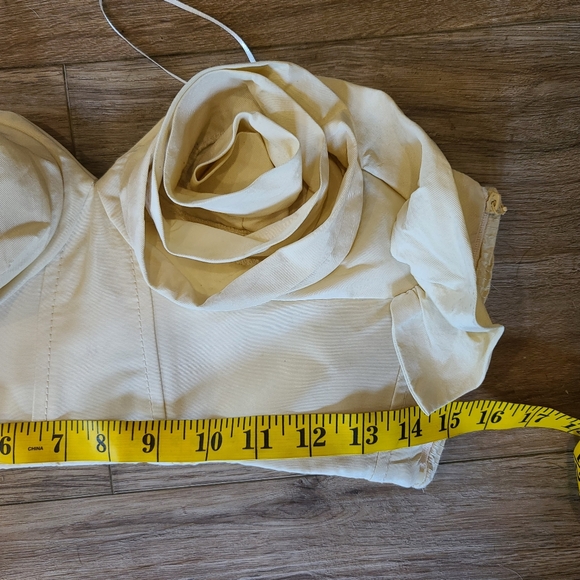 ZARA LIMITED EDITION sz medium FLORAL Strapless BUSTIER SAND/Beige TOP - Picture 4 of 7